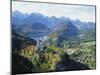 Neuschwanstein and Hohenschwangau Castles, Alpsee and Tannheimer Alps, Allgau, Bavaria, Germany-Hans Peter Merten-Mounted Photographic Print