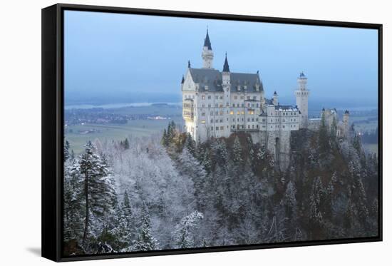 Neuschwanstein Castle in Winter, Fussen, Bavaria, Germany, Europe-Miles Ertman-Framed Stretched Canvas