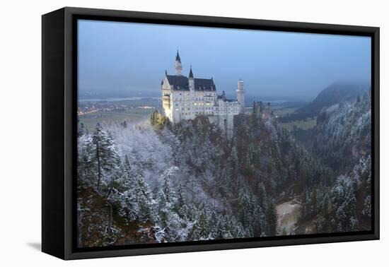 Neuschwanstein Castle in Winter, Fussen, Bavaria, Germany, Europe-Miles Ertman-Framed Stretched Canvas