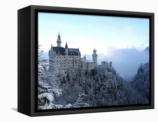 Neuschwanstein Castle in Winter, Schwangau, Allgau, Bavaria, Germany, Europe-Hans Peter Merten-Framed Stretched Canvas