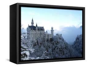 Neuschwanstein Castle in Winter, Schwangau, Allgau, Bavaria, Germany, Europe-Hans Peter Merten-Framed Stretched Canvas