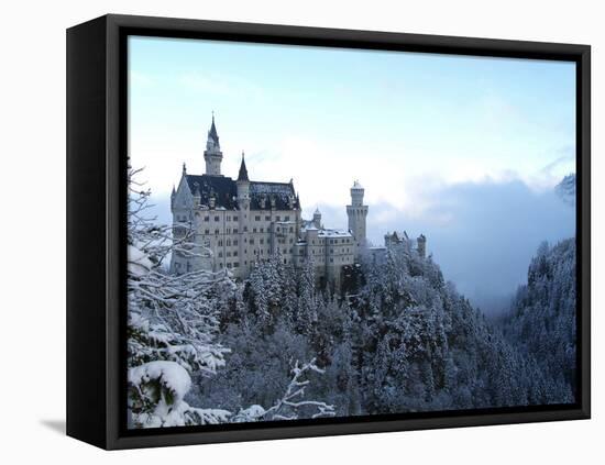 Neuschwanstein Castle in Winter, Schwangau, Allgau, Bavaria, Germany, Europe-Hans Peter Merten-Framed Stretched Canvas