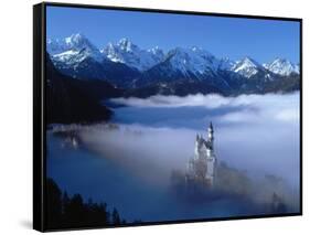 Neuschwanstein Castle Surrounded in Fog-Ray Juno-Framed Stretched Canvas