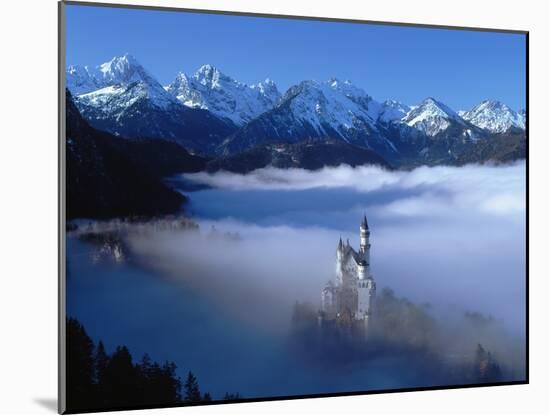 Neuschwanstein Castle Surrounded in Fog-Ray Juno-Mounted Premium Photographic Print