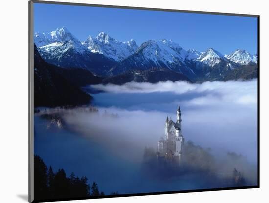 Neuschwanstein Castle Surrounded in Fog-Ray Juno-Mounted Photographic Print