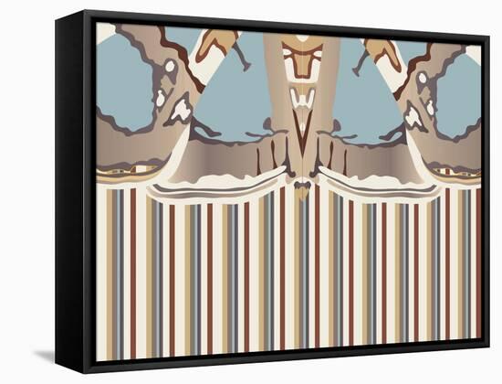 Neutral Blue Striped Ascension-Belen Mena-Framed Stretched Canvas