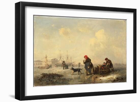 Neva in Saint Petersburg in Winter, 1844-Ferdinand Theodor Hildebrandt-Framed Giclee Print