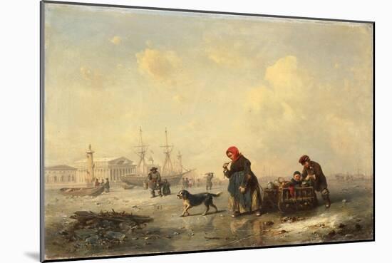 Neva in Saint Petersburg in Winter, 1844-Ferdinand Theodor Hildebrandt-Mounted Giclee Print