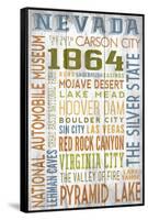 Nevada - Barnwood Typography-Lantern Press-Framed Stretched Canvas