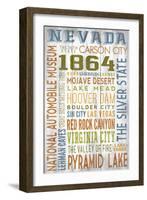 Nevada - Barnwood Typography-Lantern Press-Framed Art Print