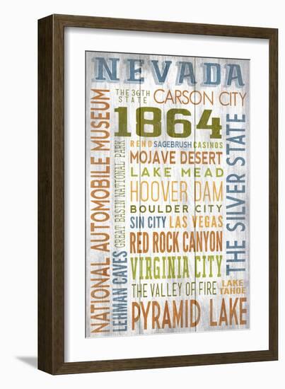 Nevada - Barnwood Typography-Lantern Press-Framed Art Print