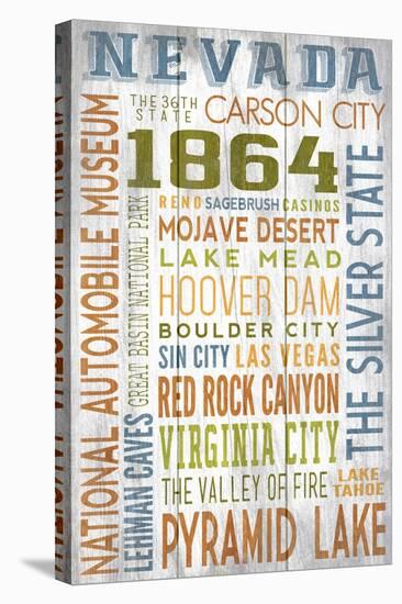 Nevada - Barnwood Typography-Lantern Press-Stretched Canvas