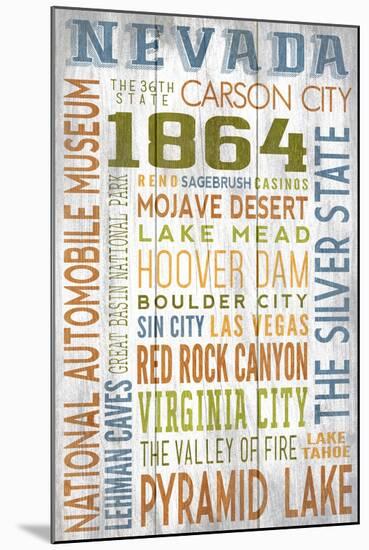 Nevada - Barnwood Typography-Lantern Press-Mounted Art Print
