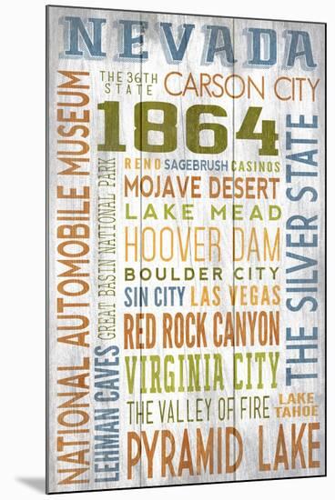 Nevada - Barnwood Typography-Lantern Press-Mounted Art Print