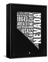 Nevada Black and White Map-NaxArt-Framed Stretched Canvas