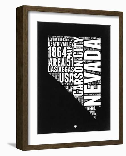 Nevada Black and White Map-NaxArt-Framed Art Print