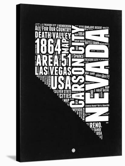 Nevada Black and White Map-NaxArt-Stretched Canvas