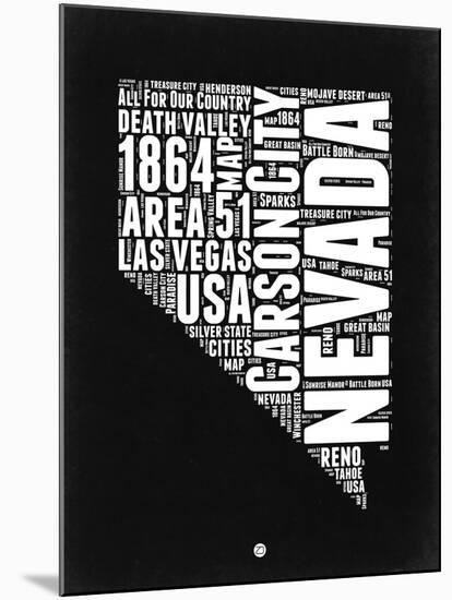 Nevada Black and White Map-NaxArt-Mounted Art Print