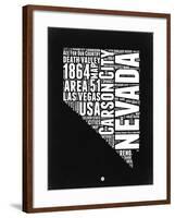 Nevada Black and White Map-NaxArt-Framed Art Print