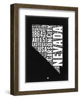 Nevada Black and White Map-NaxArt-Framed Art Print