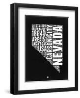 Nevada Black and White Map-NaxArt-Framed Art Print