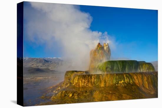 Nevada, Black Rock Desert, Fly Geyser Erupting-Bernard Friel-Stretched Canvas