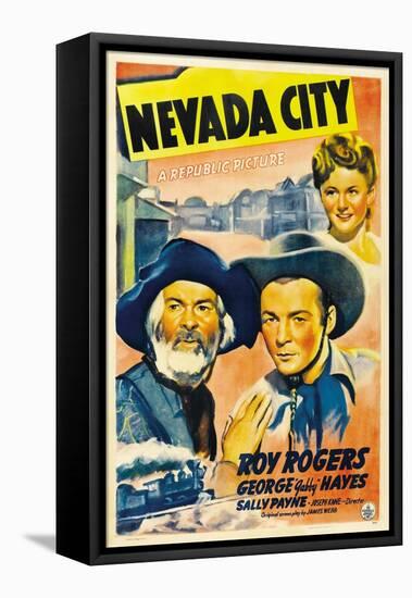 NEVADA CITY, from left: George 'Gabby' Hayes, Roy Rogers, Sally Payne, 1941.-null-Framed Stretched Canvas