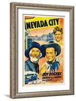 NEVADA CITY, from left: George 'Gabby' Hayes, Roy Rogers, Sally Payne, 1941.-null-Framed Art Print