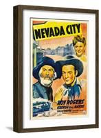 NEVADA CITY, from left: George 'Gabby' Hayes, Roy Rogers, Sally Payne, 1941.-null-Framed Art Print