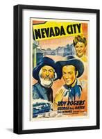 NEVADA CITY, from left: George 'Gabby' Hayes, Roy Rogers, Sally Payne, 1941.-null-Framed Art Print