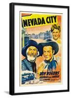 NEVADA CITY, from left: George 'Gabby' Hayes, Roy Rogers, Sally Payne, 1941.-null-Framed Art Print