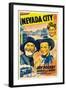 NEVADA CITY, from left: George 'Gabby' Hayes, Roy Rogers, Sally Payne, 1941.-null-Framed Art Print