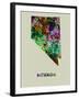 Nevada Color Splatter Map-NaxArt-Framed Art Print