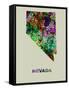 Nevada Color Splatter Map-NaxArt-Framed Stretched Canvas