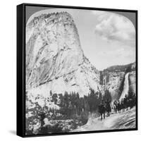 Nevada Falls and Liberty Cap from a Trail, Yosemite Valley, California, USA, 1902-Underwood & Underwood-Framed Stretched Canvas