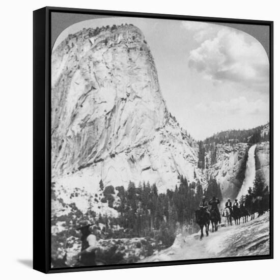 Nevada Falls and Liberty Cap from a Trail, Yosemite Valley, California, USA, 1902-Underwood & Underwood-Framed Stretched Canvas