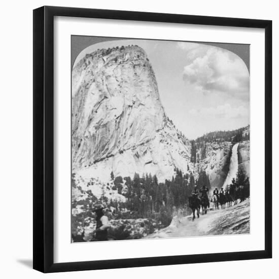 Nevada Falls and Liberty Cap from a Trail, Yosemite Valley, California, USA, 1902-Underwood & Underwood-Framed Giclee Print