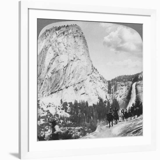 Nevada Falls and Liberty Cap from a Trail, Yosemite Valley, California, USA, 1902-Underwood & Underwood-Framed Giclee Print