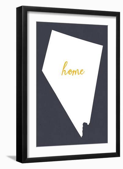 Nevada - Home State - White on Gray-Lantern Press-Framed Art Print