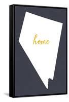 Nevada - Home State - White on Gray-Lantern Press-Framed Stretched Canvas