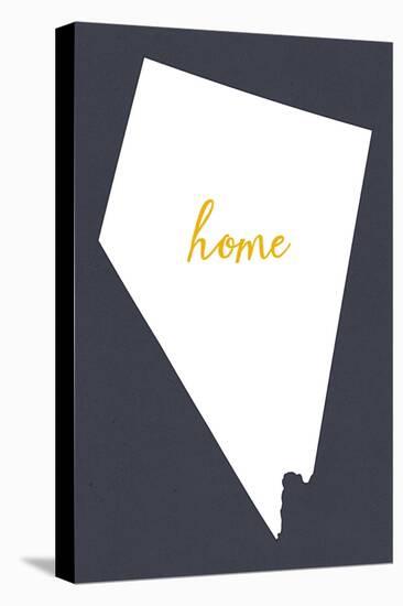 Nevada - Home State - White on Gray-Lantern Press-Stretched Canvas