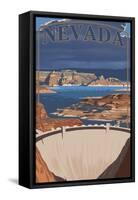 Nevada - Lake and Dam-Lantern Press-Framed Stretched Canvas