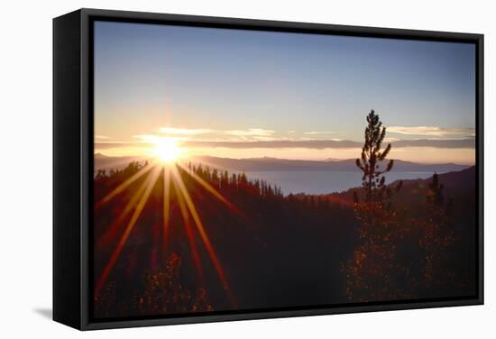 Nevada, Lake Tahoe at Sunset-Savanah Stewart-Framed Stretched Canvas