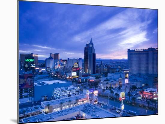 Nevada, Las Vegas, the Strip, Aerial View of New York, New York and Casinos South, USA-Walter Bibikow-Mounted Photographic Print