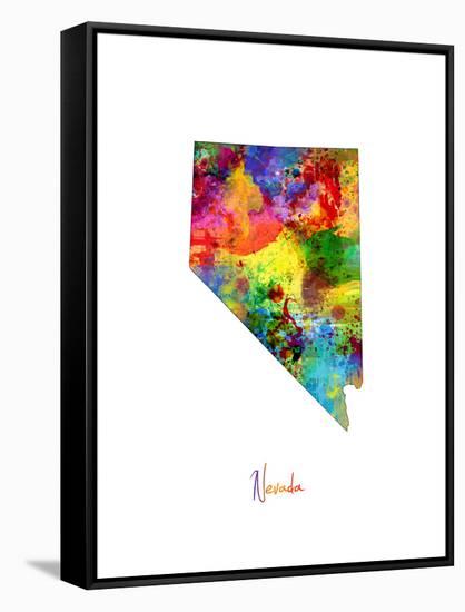 Nevada Map-Michael Tompsett-Framed Stretched Canvas