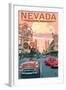 Nevada - Old Strip Scene-Lantern Press-Framed Art Print