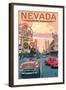 Nevada - Old Strip Scene-Lantern Press-Framed Art Print