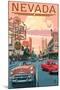 Nevada - Old Strip Scene-Lantern Press-Mounted Art Print