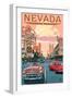 Nevada - Old Strip Scene-Lantern Press-Framed Art Print