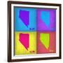 Nevada Pop Art Map 1-NaxArt-Framed Art Print